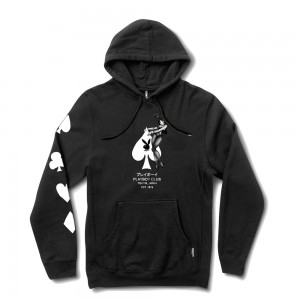 Black Men's Playboy Ace of Spades Hoodies | PLBY-593010