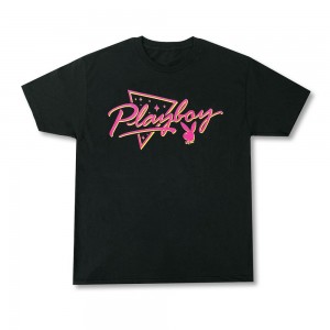 Black Men's Playboy Bayside T-shirts | PLBY-593121