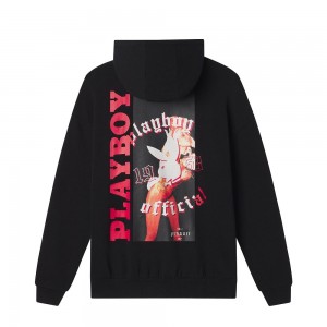 Black Men's Playboy Bunny Hoodies | PLBY-593083