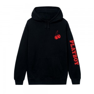 Black Men's Playboy Cherry Bomb Hoodies | PLBY-593024