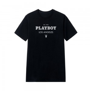 Black Men's Playboy Los Angeles T-shirts | PLBY-593141