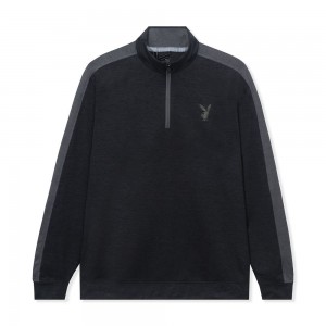 Black Men's Playboy Puma Golf Quarter Zip Jackets | PLBY-593075