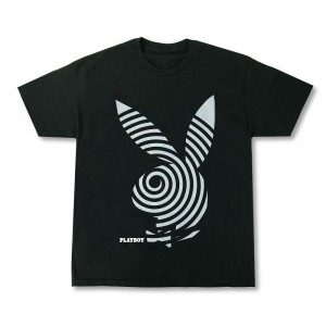 Black Men's Playboy Spiral T-shirts | PLBY-593196