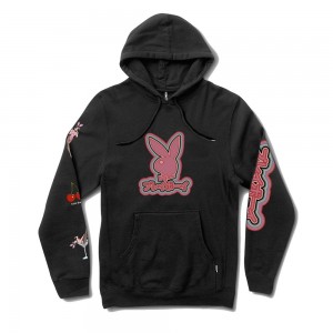 Black Men's Playboy Tokyo Club 3.0 Hoodies | PLBY-593009