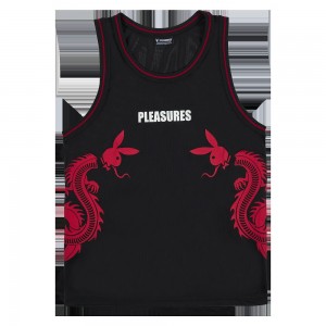 Black Men's Playboy x Pleasures Tails Basketball Jersey T-shirts | PLBY-593210