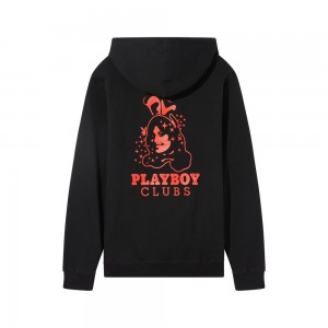 Black With Red Men's Playboy Anniversary Bunny Hoodies | PLBY-593088