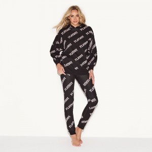 Black Women's Playboy Bunny Cover Girl - 8 Pcs Set Joggers | PLBY-592771