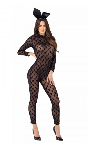 Black Women's Playboy The Lace Cheeky Brief Costumes | PLBY-592710