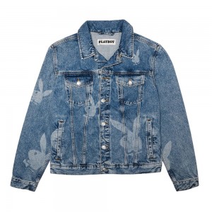Blue Women's Playboy Logo Jackets | PLBY-592840
