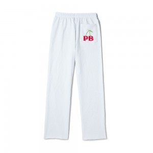 Bright White Women's Playboy Contrast Stitch Boyfriend Pants | PLBY-592814