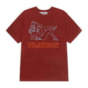 Fired Brick Men's Playboy Late Night T-shirts | PLBY-593242