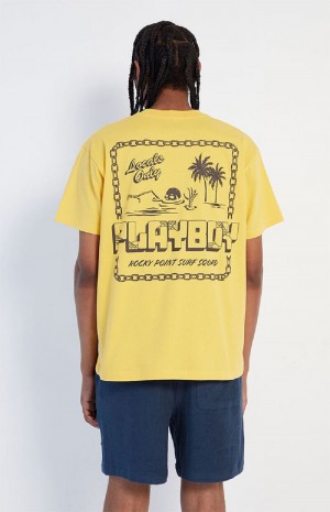 Gold Men's Playboy Rocky Point Gold T-shirts | PLBY-593269