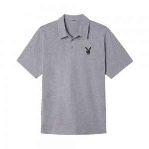 Gray Men's Playboy Classic Rabbit Head T-shirts | PLBY-593266