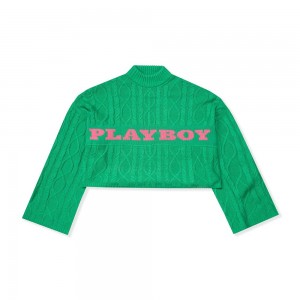 Green Women's Playboy The Flare Jean Light Wash Jackets | PLBY-592870