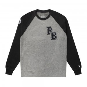 Grey / Black Men's Playboy Varsity Crewnecks | PLBY-593097