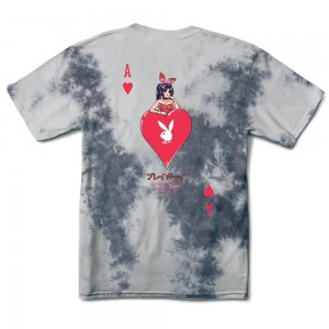 Greyscale Men's Playboy Ace of Hearts Tie-Dye T-shirts | PLBY-593138
