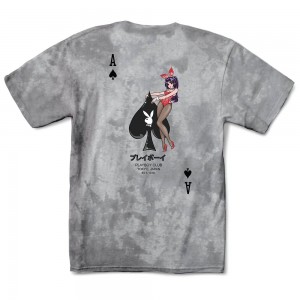 Greyscale Men's Playboy Ace of Spades Tie-Dye T-shirts | PLBY-593115