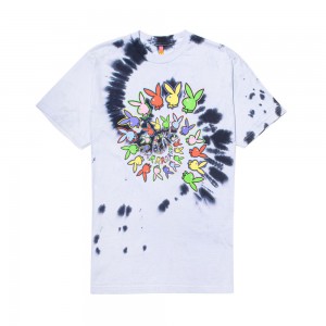 Greyscale Men's Playboy x Color Bars Spiral Tie-Dye T-shirts | PLBY-593253