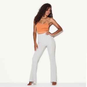 Heather Grey Women's Playboy Bunny Leg Sherpa Pants | PLBY-592815