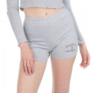 Heather Grey Women's Playboy Velour Set Shorts | PLBY-592765