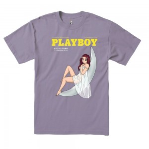 Lavender Men's Playboy Tokyo Club Moonlit T-shirts | PLBY-593169