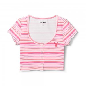 Light Pink Women's Playboy Sports Club T-shirts | PLBY-592892