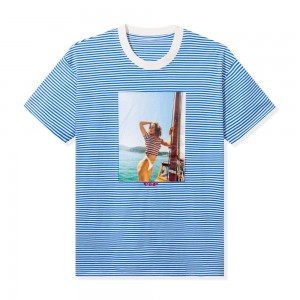Men's Playboy Striped VIP Club T-shirts | PLBY-593278