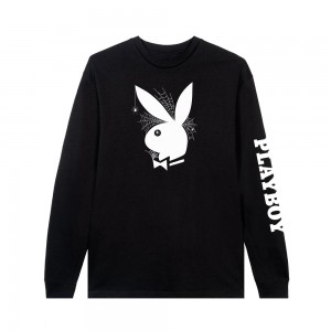 Men's Playboy Webbed Rabbit Head Long Sleeve T-shirts | PLBY-593280