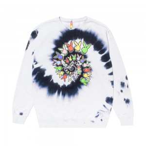 Men's Playboy x Color Bars Spiral Tie-Dye Crewnecks | PLBY-593082