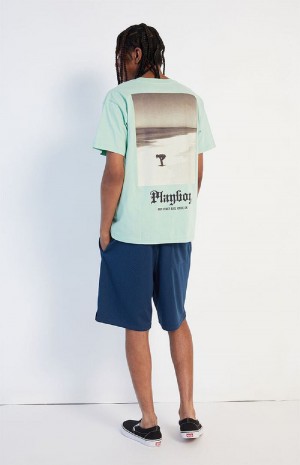 Mint Men's Playboy Shoreline Mint T-shirts | PLBY-593270