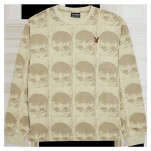 Natural Men's Playboy x Pleasures Playmate Heavyweight Long Sleeve T-shirts | PLBY-593174