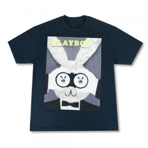 Navy Men's Playboy March Bunny Cover T-shirts | PLBY-593191