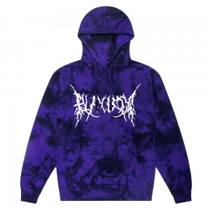 Purple Black Men's Playboy nchy Masthead tie dye Hoodies | PLBY-593057