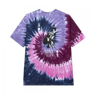 Purple Men's Playboy Ace of Spades Tie-Dye T-shirts | PLBY-593267