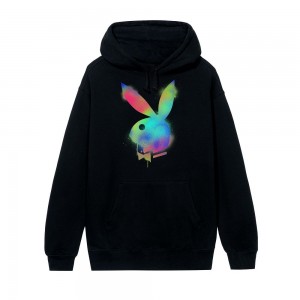 Rainbow Men's Playboy Spray Paint Logo Hoodies | PLBY-593054