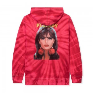 Red Men's Playboy December 1966 Tie Dye Cover Hoodies | PLBY-593079