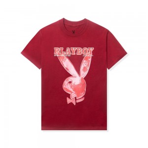 Red Men's Playboy January 1986 Andy Warhol Cover T-shirts | PLBY-593212