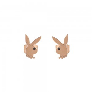 Rose Gold Women's Playboy Rabbit Head Stud Earrings Rose Gold Jewelry | PLBY-592624