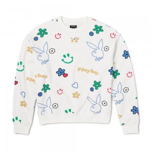 Star White Women's Playboy Camp Classic Jackets | PLBY-592846