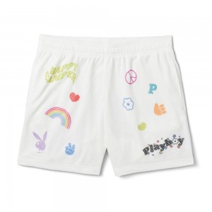 Star White Women's Playboy Oversized Shorts | PLBY-592801