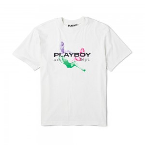 Vaporous Grey Men's Playboy Illusion T-shirts | PLBY-593226