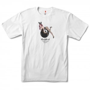 White Men's Playboy 8-Ball Tokyo Club T-shirts | PLBY-593136