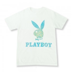 White Men's Playboy Static Bunny T-shirts | PLBY-593199