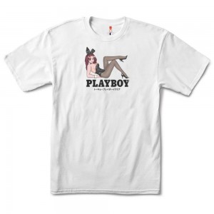 White Men's Playboy Tokyo Club Open Late T-shirts | PLBY-593182