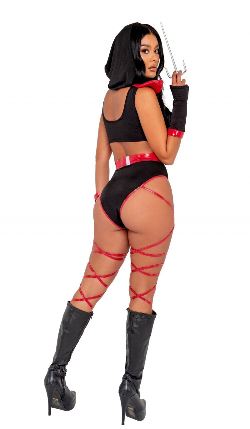 Black/Red Women's Playboy The Miss February Babydoll Costumes | PLBY-592723