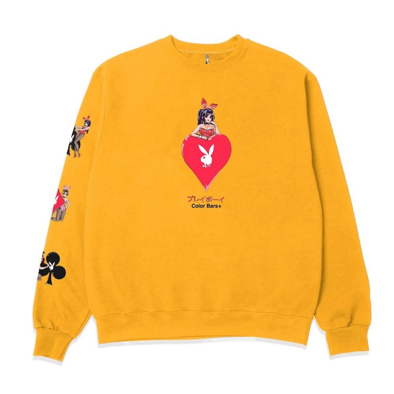 Black Men's Playboy Ace of Hearts 3.0 Crewnecks | PLBY-593011