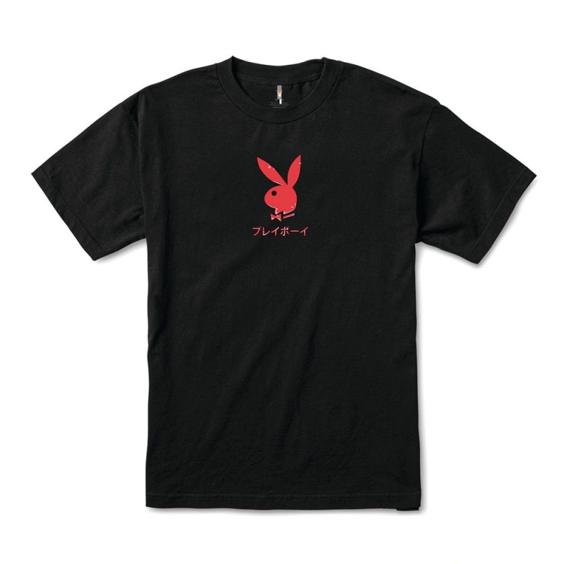 Black Men's Playboy Ace of Hearts T-shirts | PLBY-593244