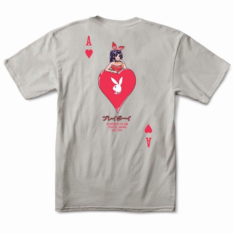 Black Men's Playboy Ace of Hearts T-shirts | PLBY-593244