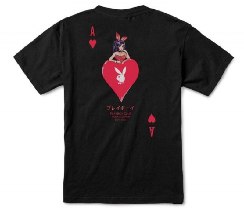 Black Men\'s Playboy Ace of Hearts T-shirts | PLBY-593244