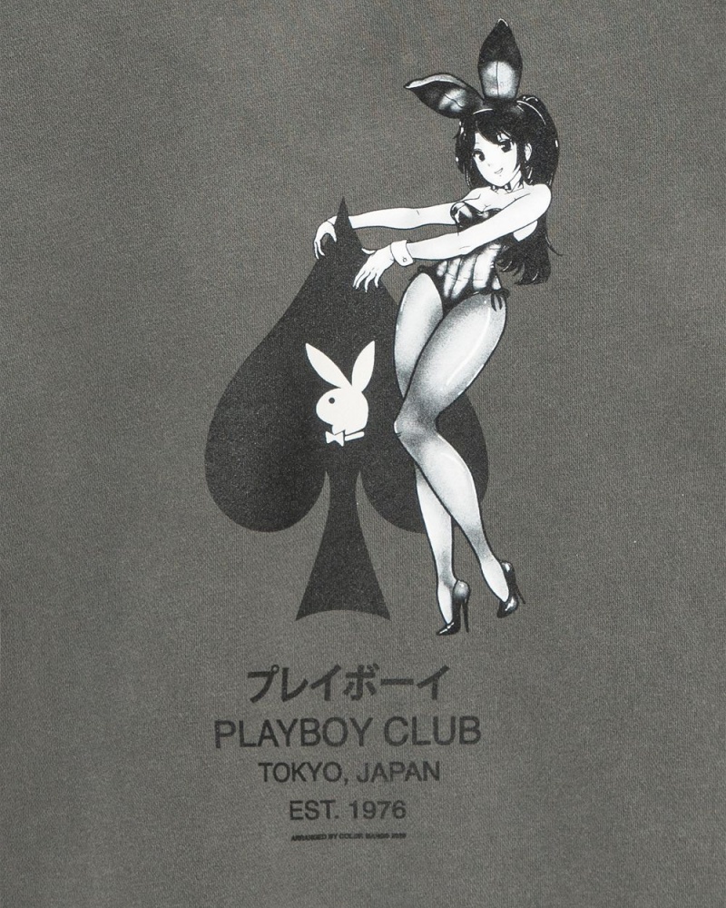 Black Men's Playboy Ace of Spades Crewnecks | PLBY-593056
